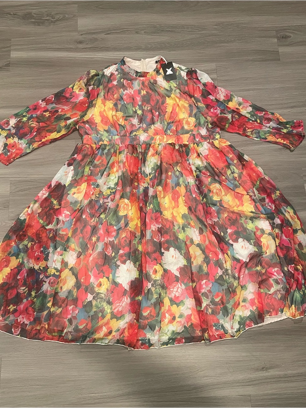 New Women’s Cocktail Party Floral Chiffon Midi Dress — Size 4XL / 26